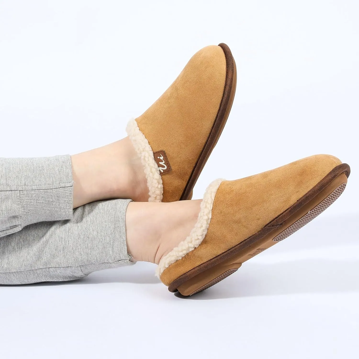 ULTRAIDEAS Women's Warm Memory Foam Slippers, Slip-on Ladies Slippers with Non-Slip Rubber Sole,Suede Fleece Lined Indoor House Shoes