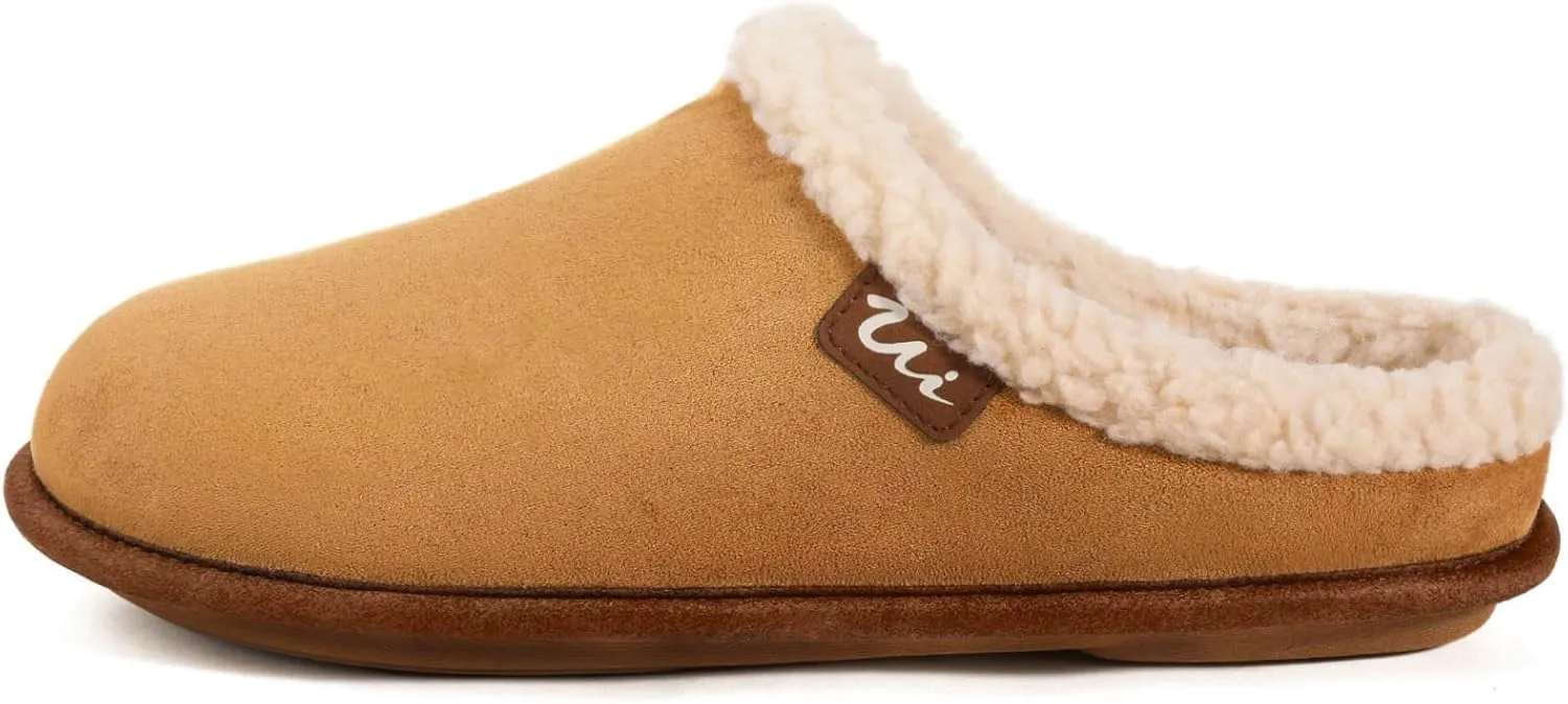 ULTRAIDEAS Women's Warm Memory Foam Slippers, Slip-on Ladies Slippers with Non-Slip Rubber Sole,Suede Fleece Lined Indoor House Shoes