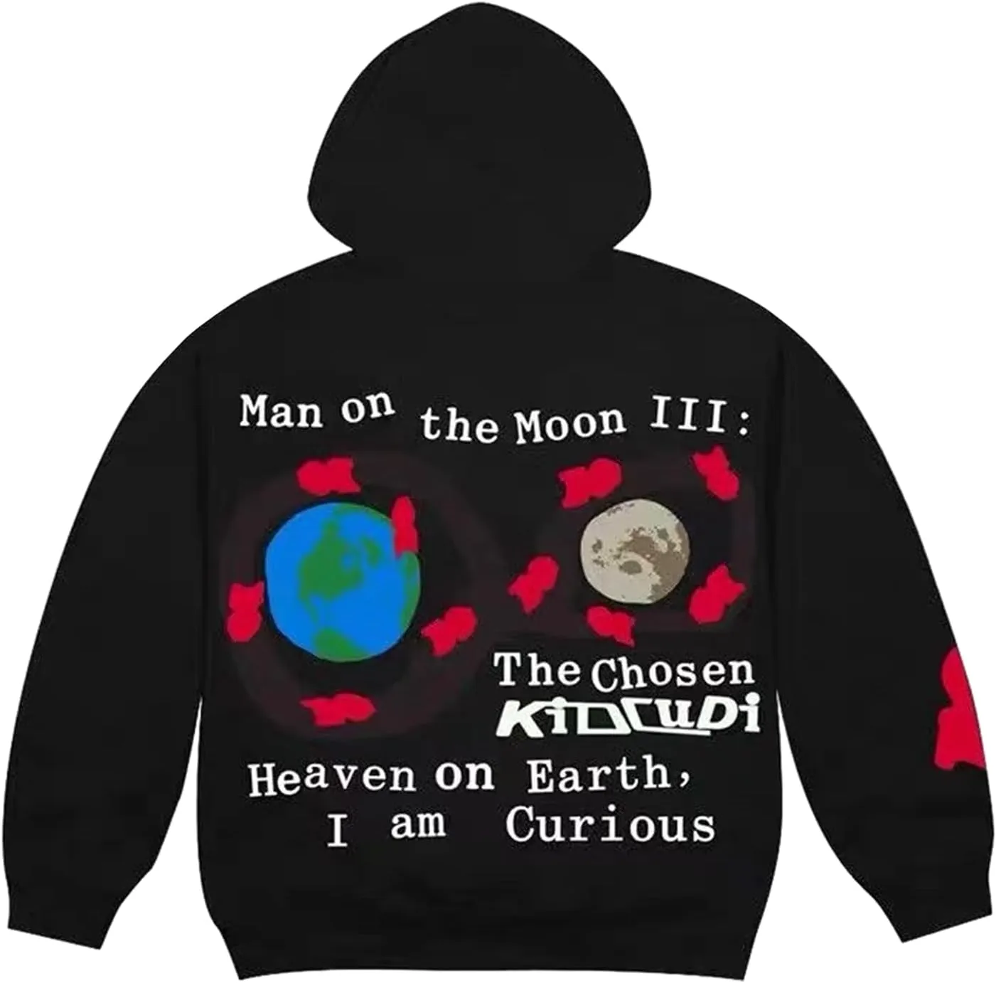Unisex Vintage CPFM Hooded Men's Graffiti illustration printed hooded hoodie Hip Hop cotton pullovers Black