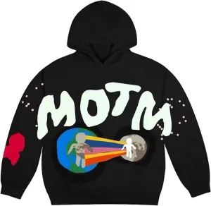 Unisex Vintage CPFM Hooded Men's Graffiti illustration printed hooded hoodie Hip Hop cotton pullovers Black