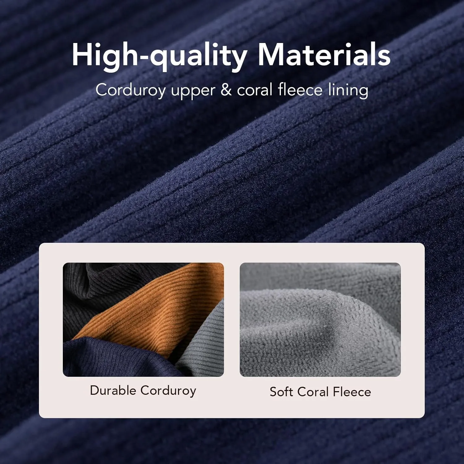 VeraCosy Men's Corduroy Scuff Slippers Soft Comfy Memory Foam Non-slip Indoor House Shoes