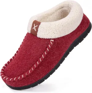 VeraCosy Women's Moccasin Slippers Warm Comfy Wool-felt Memory Foam Indoor House Shoes
