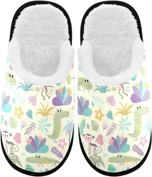 visesunny Funny Crocodile Monkey Animal Cozy Fuzzy Mens Womens Memory Foam House Slippers Plush Fleece Indoor Outdoor Slipper
