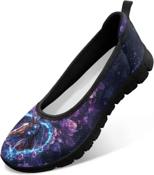 Walking Loafers Sneakers Horse Flats Womens Low Cut Shoes Casual Workout Office Comfort Low Cut Shoe Lightweight Mesh Athletic Sneaker