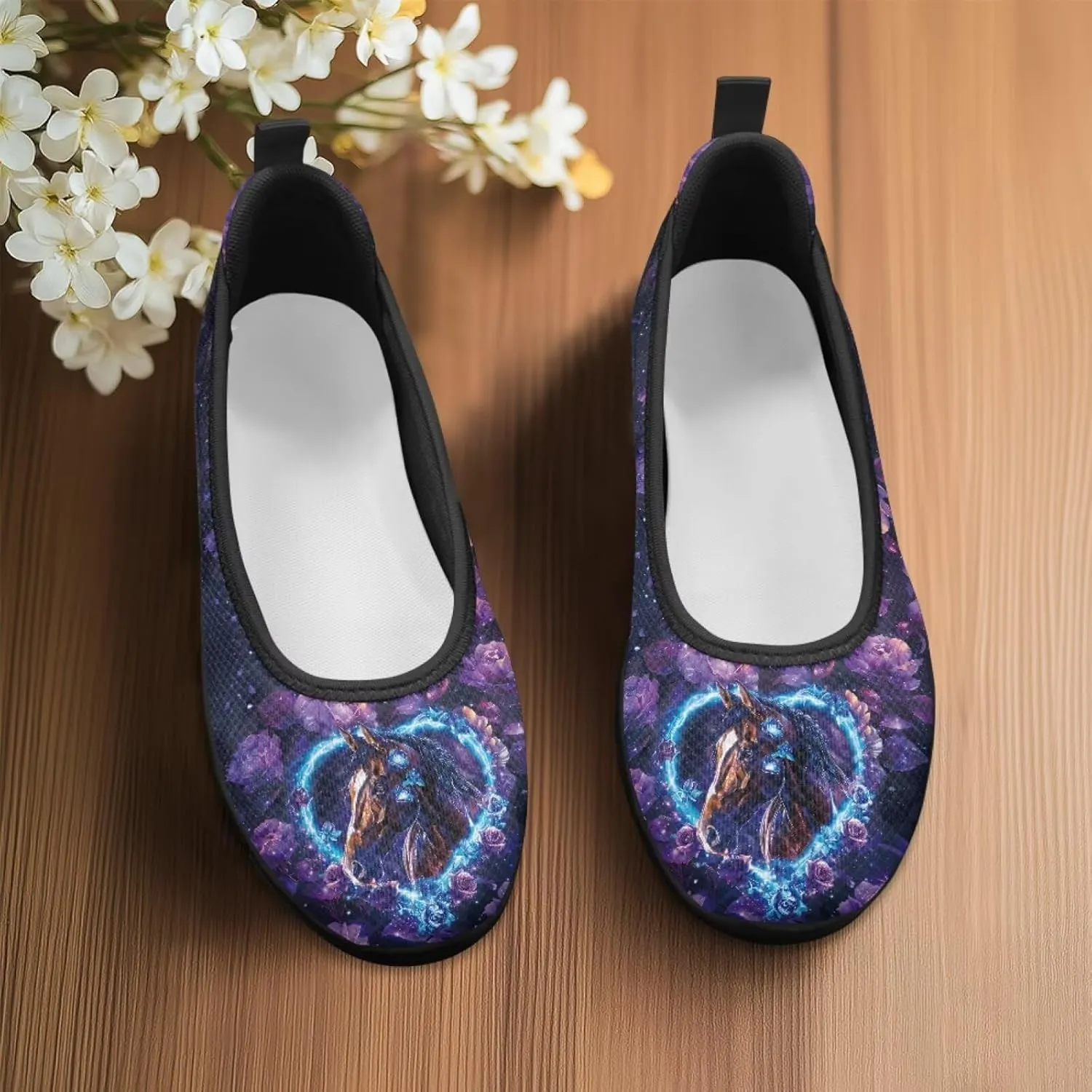 Walking Loafers Sneakers Horse Flats Womens Low Cut Shoes Casual Workout Office Comfort Low Cut Shoe Lightweight Mesh Athletic Sneaker