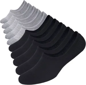 WANDER No Show Socks 10 Pairs Cotton Non Slip Low Cut Invisible Loafer Socks Men&Women Boat Liner 6-8/9-11