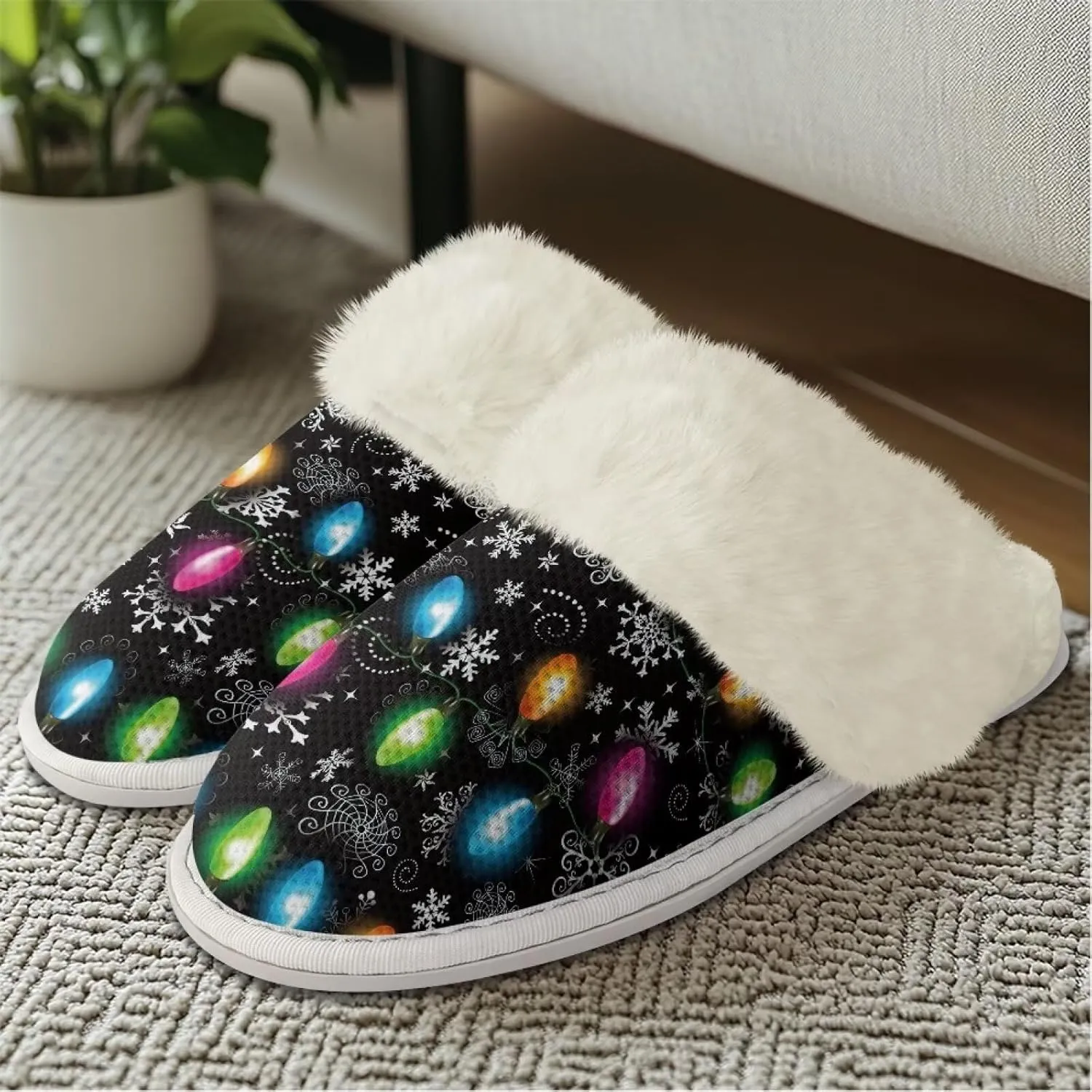Warm House Slippers for Women Comfy Flannel Lined Winter Slippers with Memory Foam Soles Indoor Outdoor Shoes