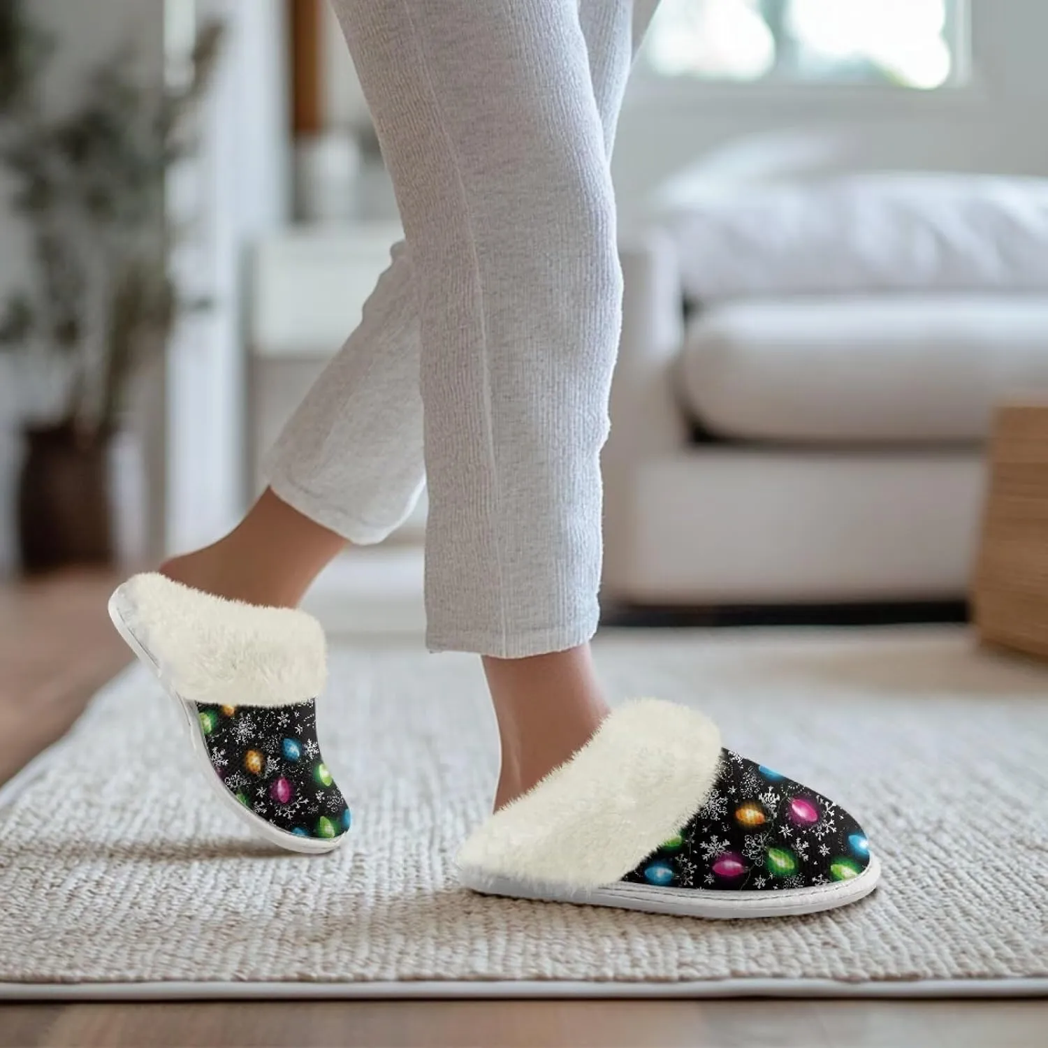 Warm House Slippers for Women Comfy Flannel Lined Winter Slippers with Memory Foam Soles Indoor Outdoor Shoes
