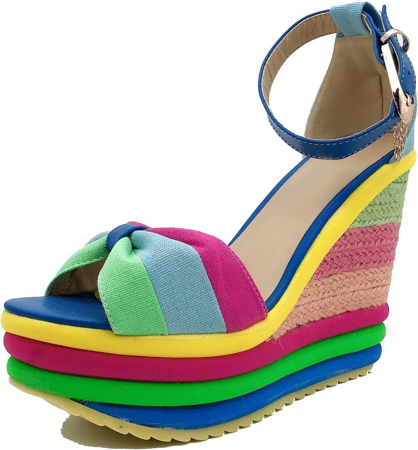 Wedge Sandals for Women Platform Espadrilles Colorful Wedge Heel Sandal with Ankle Strap