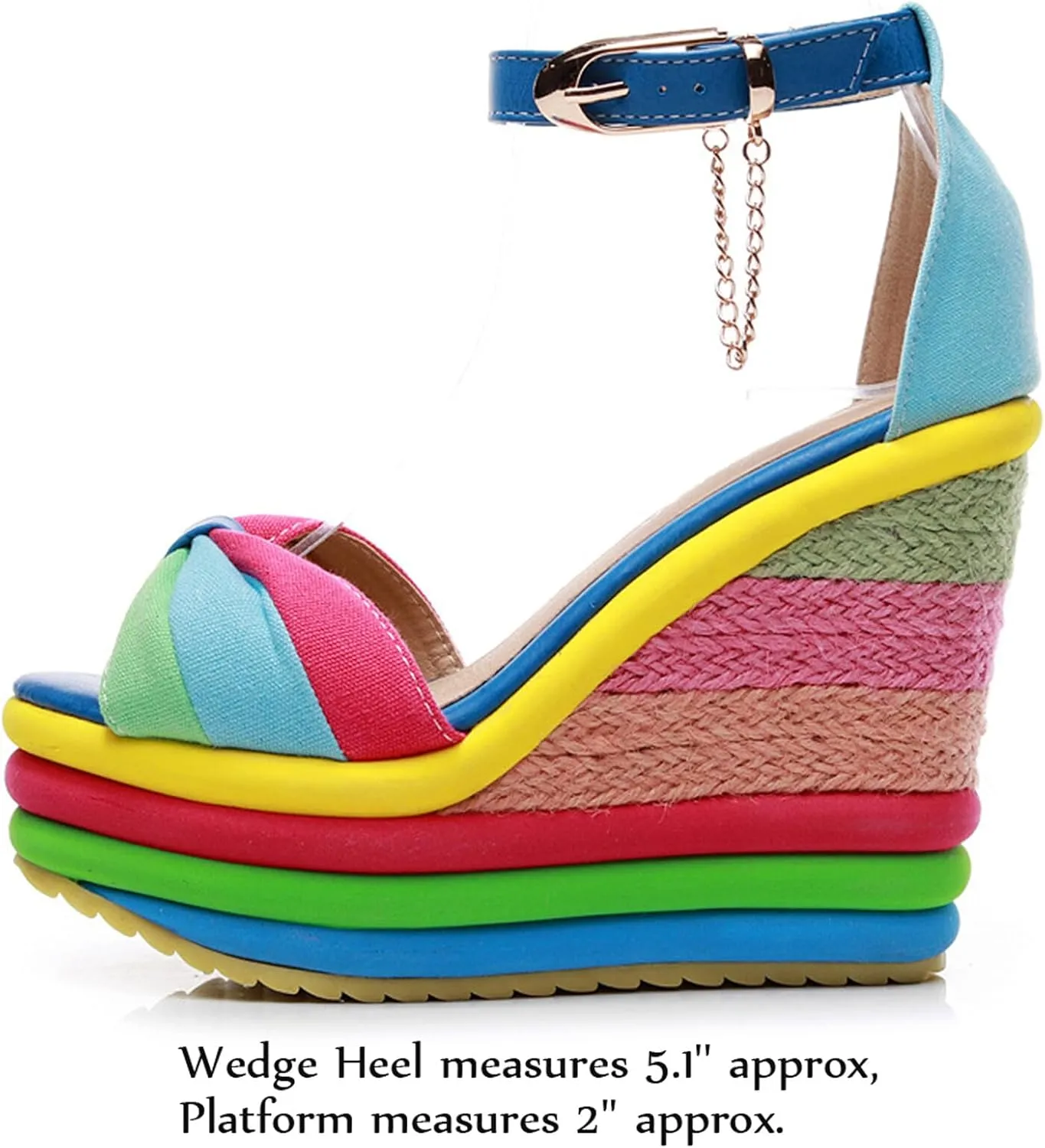 Wedge Sandals for Women Platform Espadrilles Colorful Wedge Heel Sandal with Ankle Strap