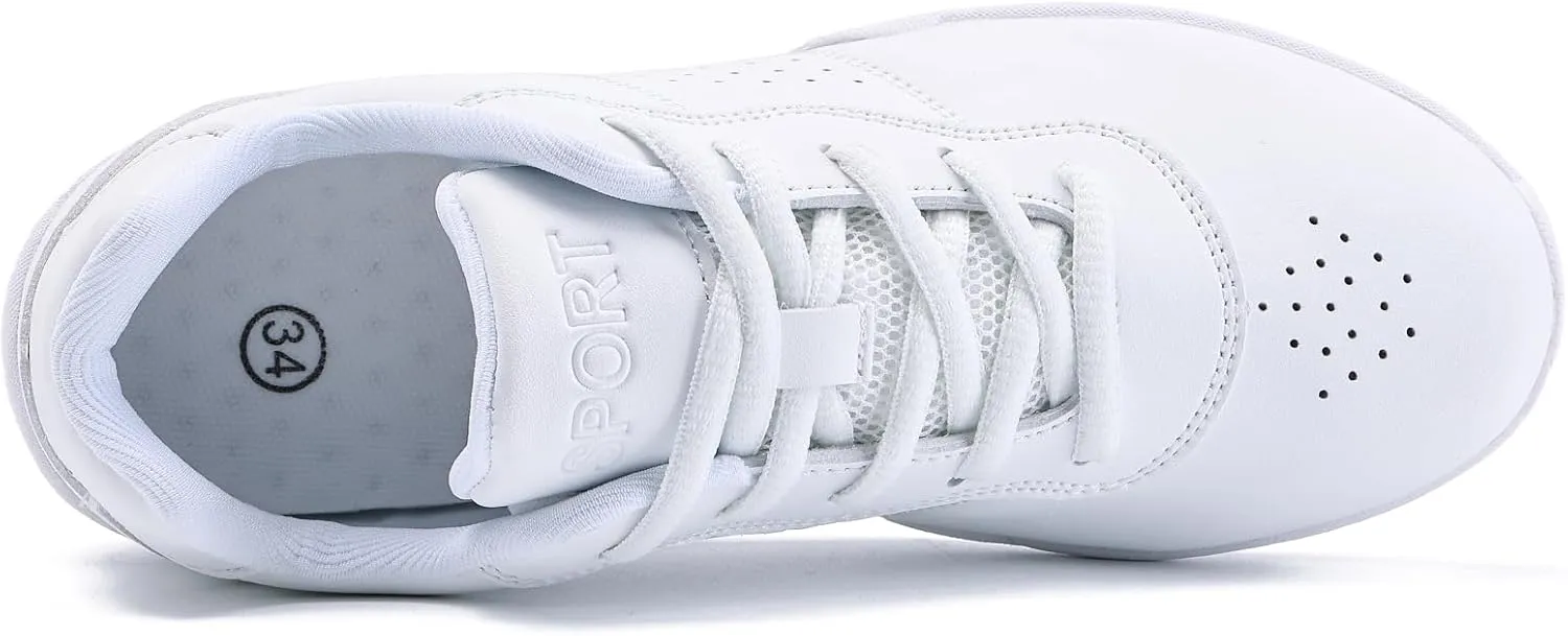 White Cheer Shoes for Girls Womens cheer shoes Youth girls Cheerleading shoes Competition Gear Dance Tennis Sports Training Athletic Comfortable Flats Breathable Soft kids cheer sneakers