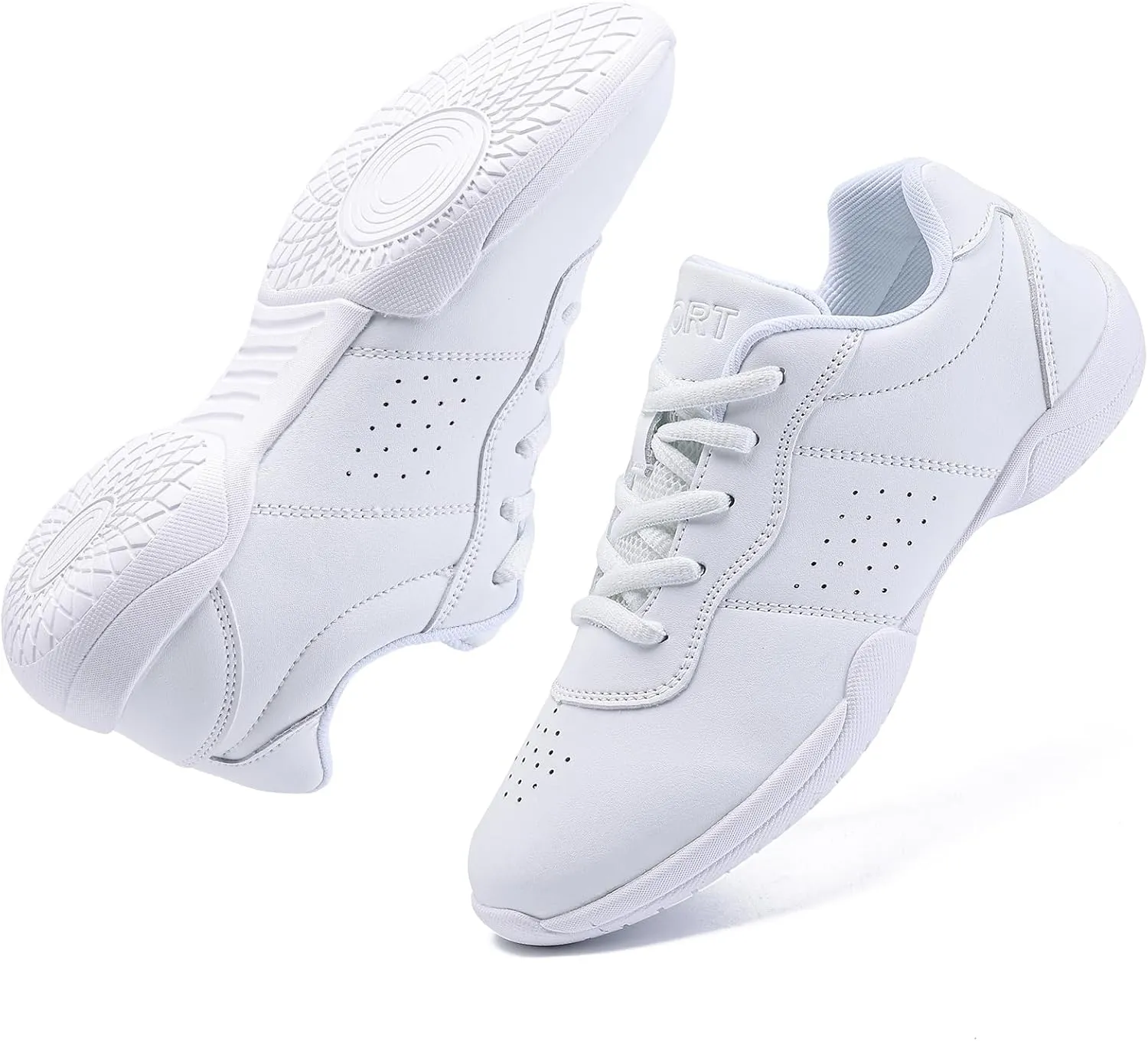 White Cheer Shoes for Girls Womens cheer shoes Youth girls Cheerleading shoes Competition Gear Dance Tennis Sports Training Athletic Comfortable Flats Breathable Soft kids cheer sneakers
