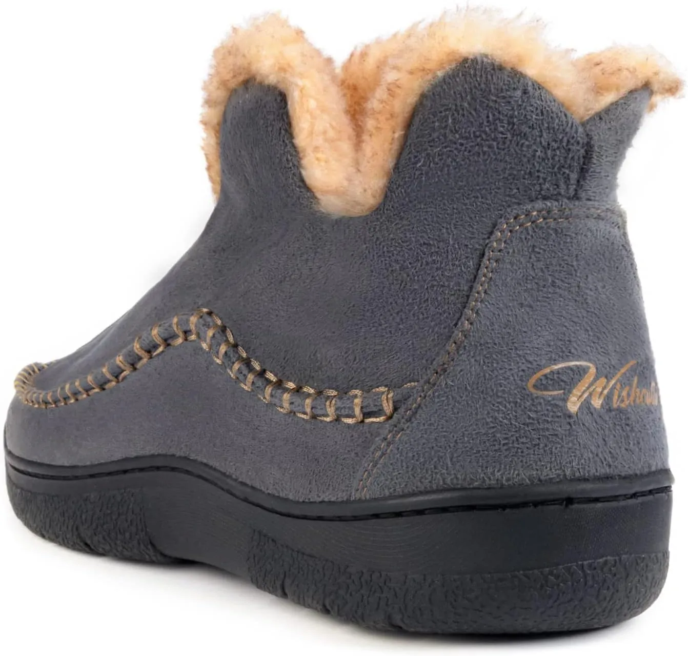 Wishcotton Men's Moccasin Bootie Slippers With Cozy Memory Foam, Winter Warm Fuzzy Indoor Outdoor House Shoes