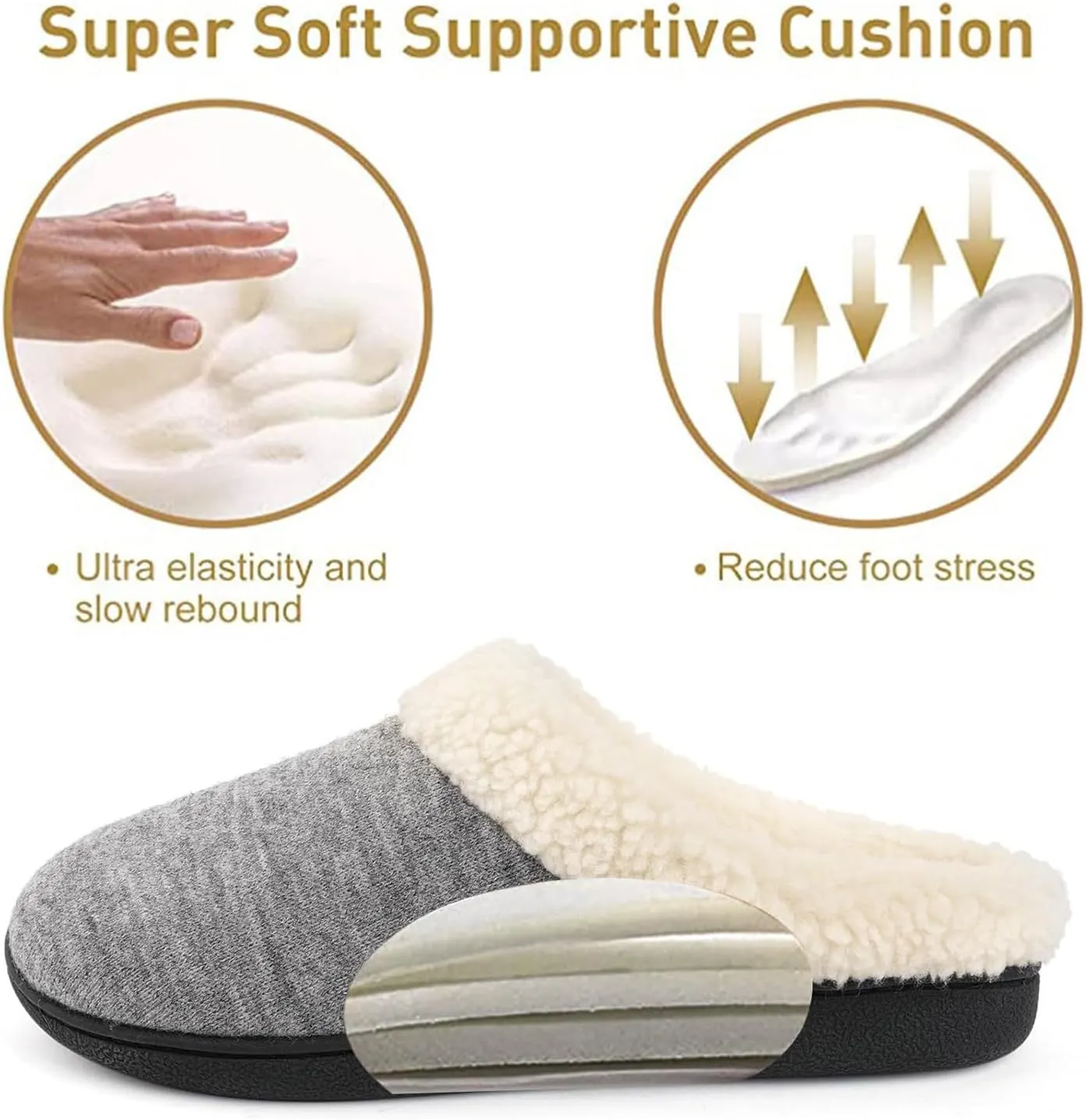 Wishcotton Women's Lamb-rub Sherpa House Slippers Memory Foam Indoor Outdoor