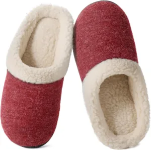 Wishcotton Women's Lamb-rub Sherpa House Slippers Memory Foam Indoor Outdoor
