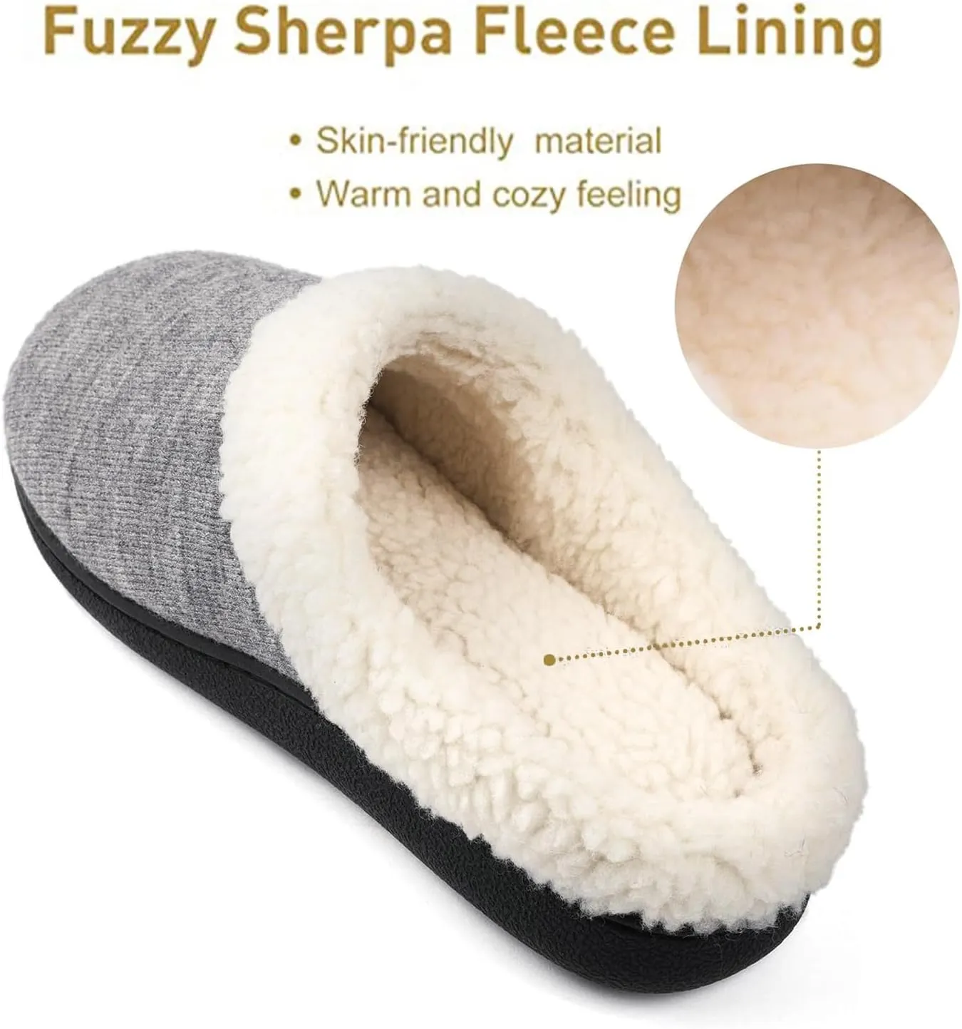 Wishcotton Women's Lamb-rub Sherpa House Slippers Memory Foam Indoor Outdoor