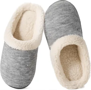 Wishcotton Women's Lamb-rub Sherpa House Slippers Memory Foam Indoor Outdoor