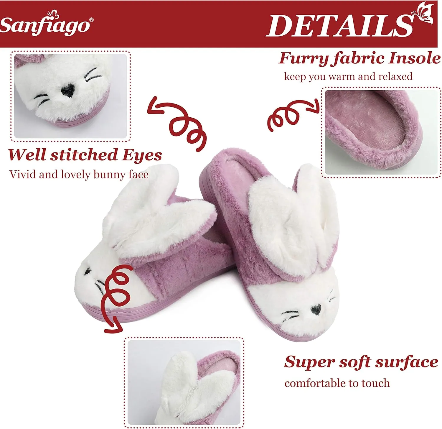 Women Memory Foam House Slippers Cozy Cute Bunny Animal Home Slipper Indoor Outdoor Birthday for Girls Ladies