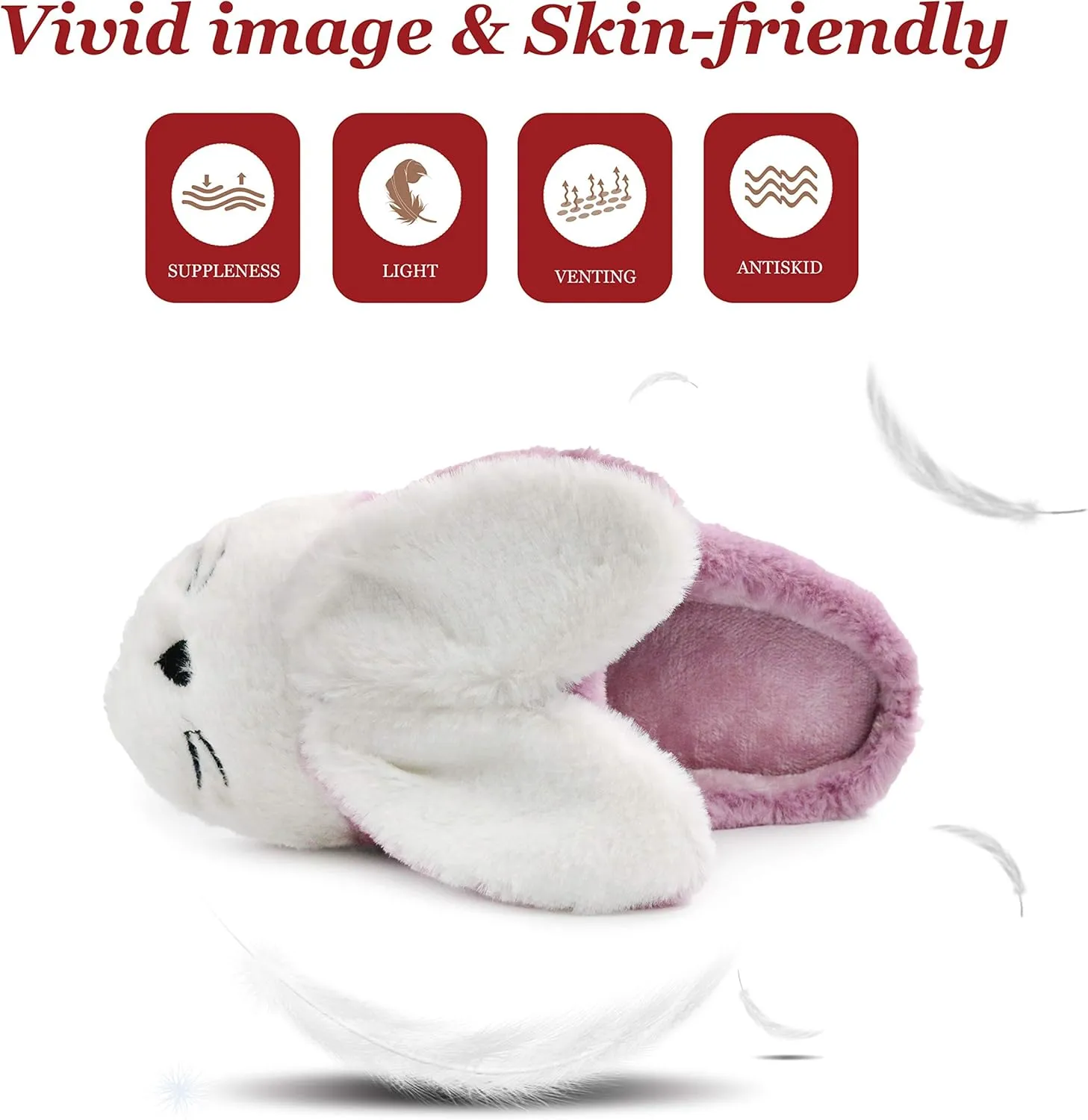 Women Memory Foam House Slippers Cozy Cute Bunny Animal Home Slipper Indoor Outdoor Birthday for Girls Ladies