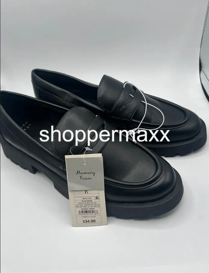 Women's Archie Loafer Flats with Memory Foam Insole - A New Day, Black, Size 7.5