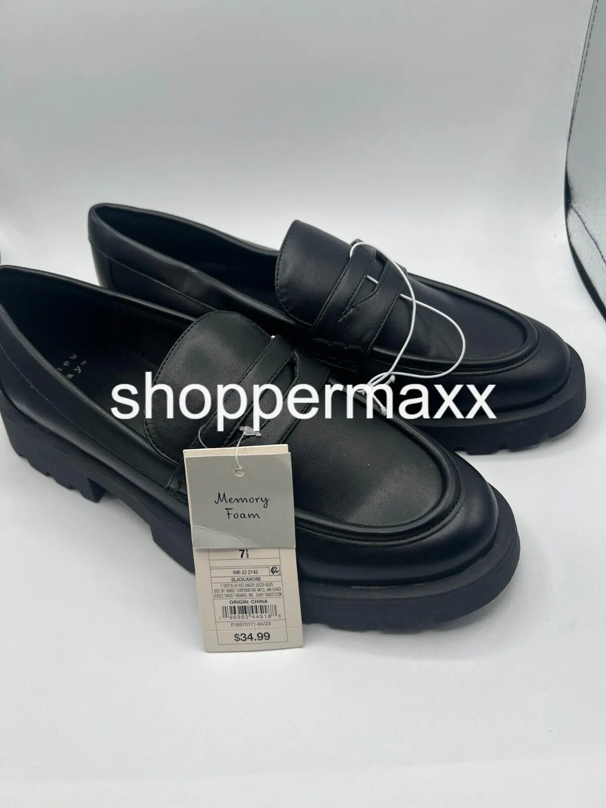 Women's Archie Loafer Flats with Memory Foam Insole - A New Day, Black, Size 7.5