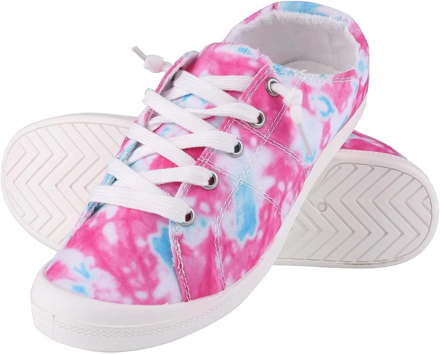 Women's Canvas Sneakers Comfortable, Lightweight, Distressed, Mixed Print, Casual Shoes for Teens