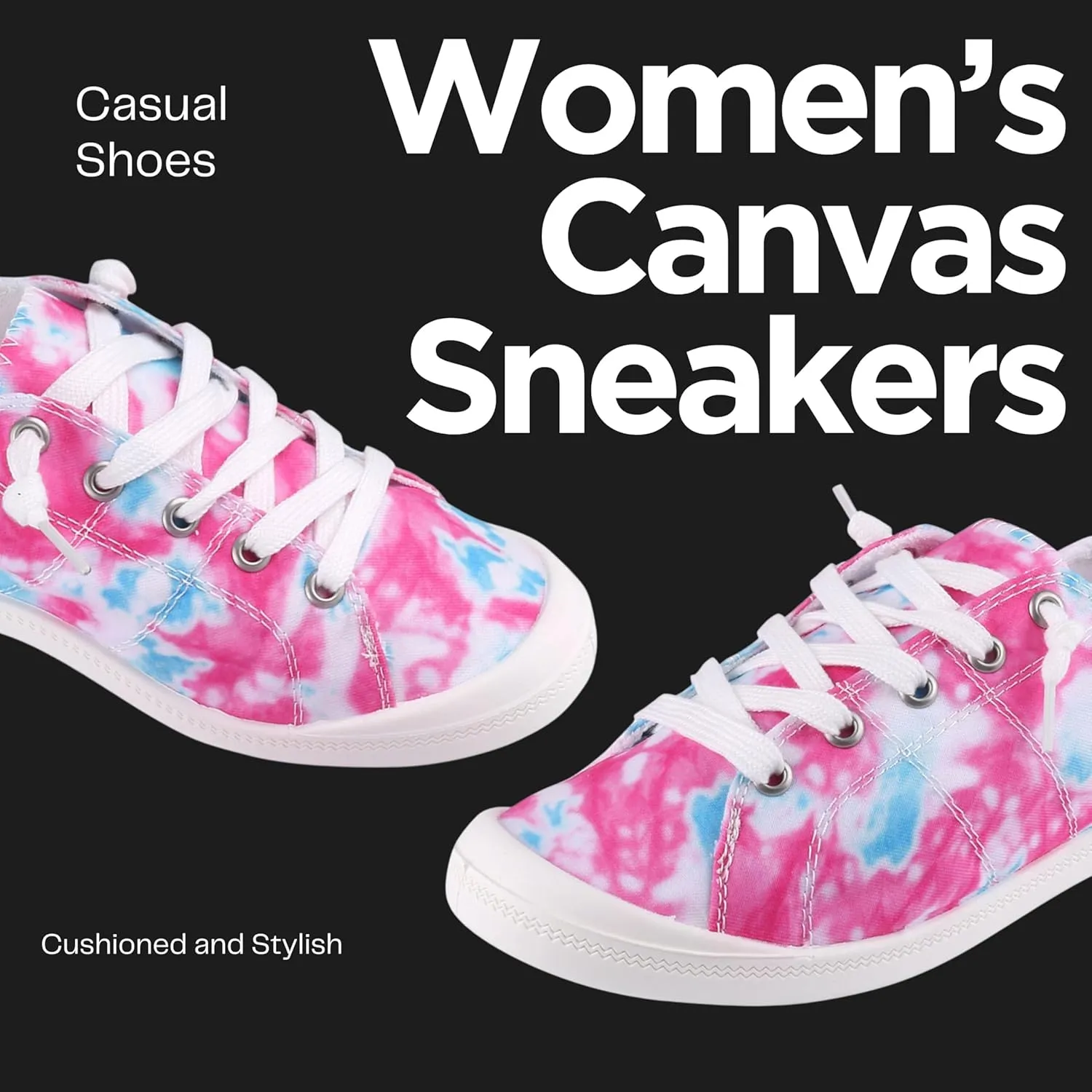 Women's Canvas Sneakers Comfortable, Lightweight, Distressed, Mixed Print, Casual Shoes for Teens