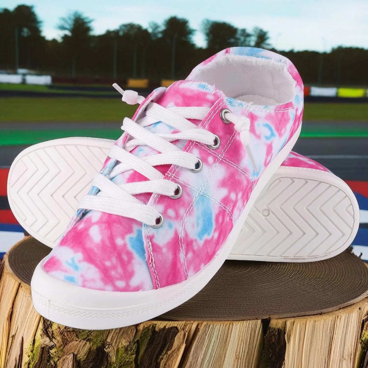 Women's Canvas Sneakers Comfortable, Lightweight, Distressed, Mixed Print, Casual Shoes for Teens