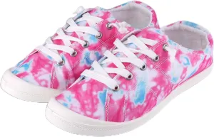 Women's Canvas Sneakers Comfortable, Lightweight, Distressed, Mixed Print, Casual Shoes for Teens