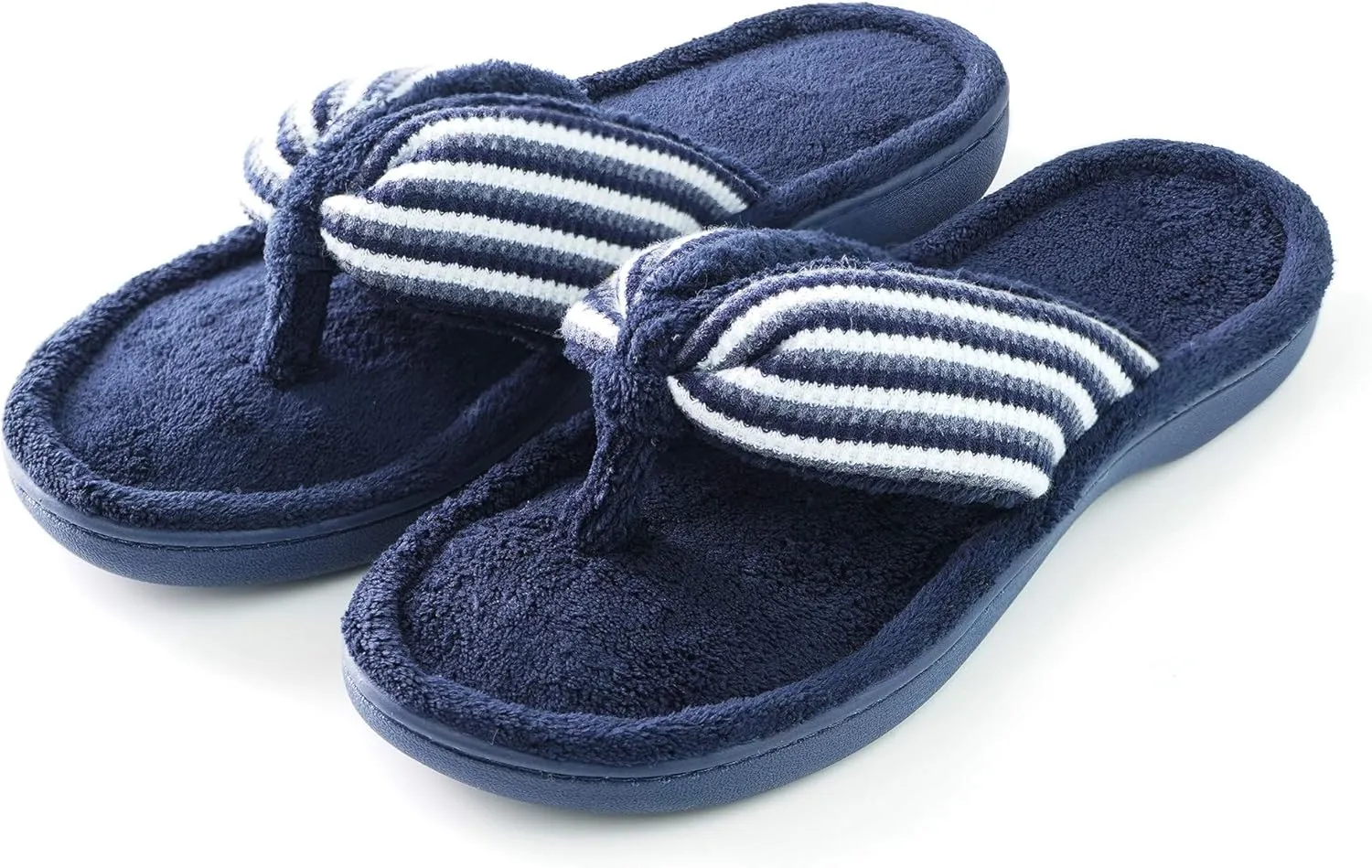 Women's Flip Flop with Cozy Terry Lining, 80-D High-Density Memory Foam Slipper Summer House Shoes with Non Skid Indoor Outdoor Sole