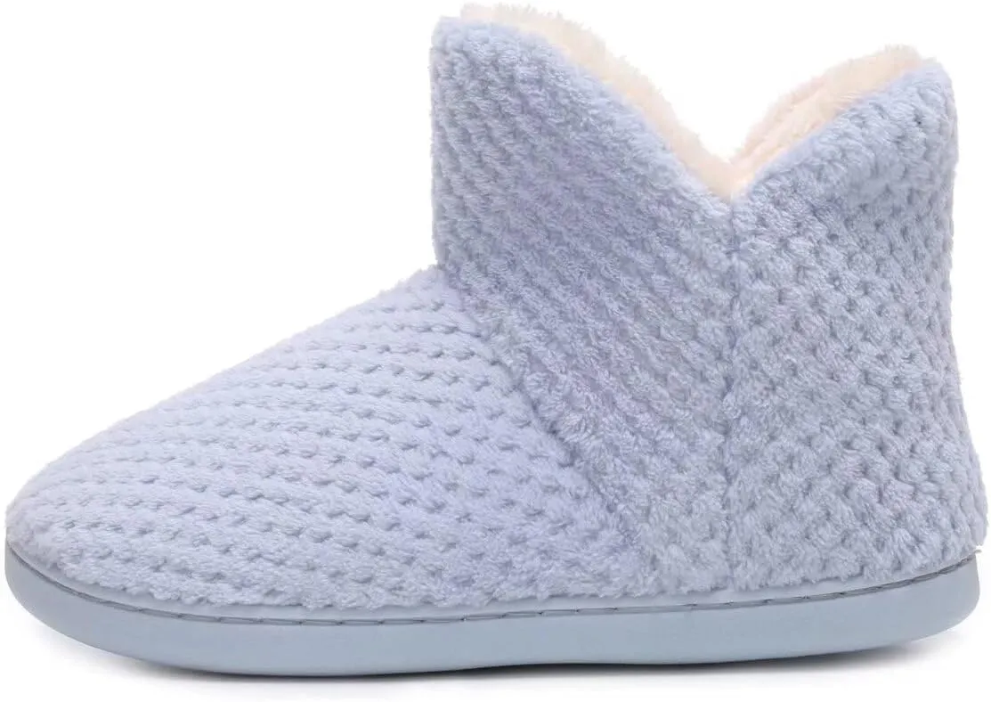Women's furry Bootie Slippers Comfy Warm House Slippers with Plush Faux Fur Lining Outdoor Indoor