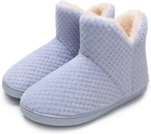 Women's furry Bootie Slippers Comfy Warm House Slippers with Plush Faux Fur Lining Outdoor Indoor