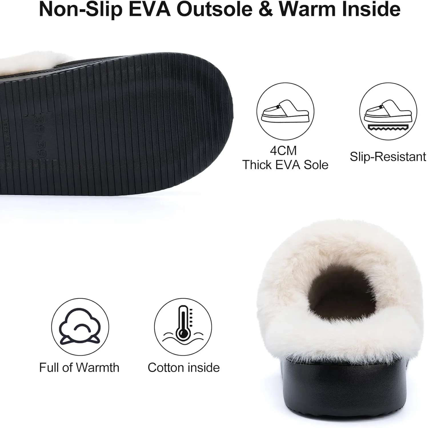 Womens Fuzzy Memory Foam Slippers for Women Winter House Slippers Warm Comfy Shoes Indoor Outdoor Suede Platform with Anti-Skid Sole Gift for Women Mom Ladies