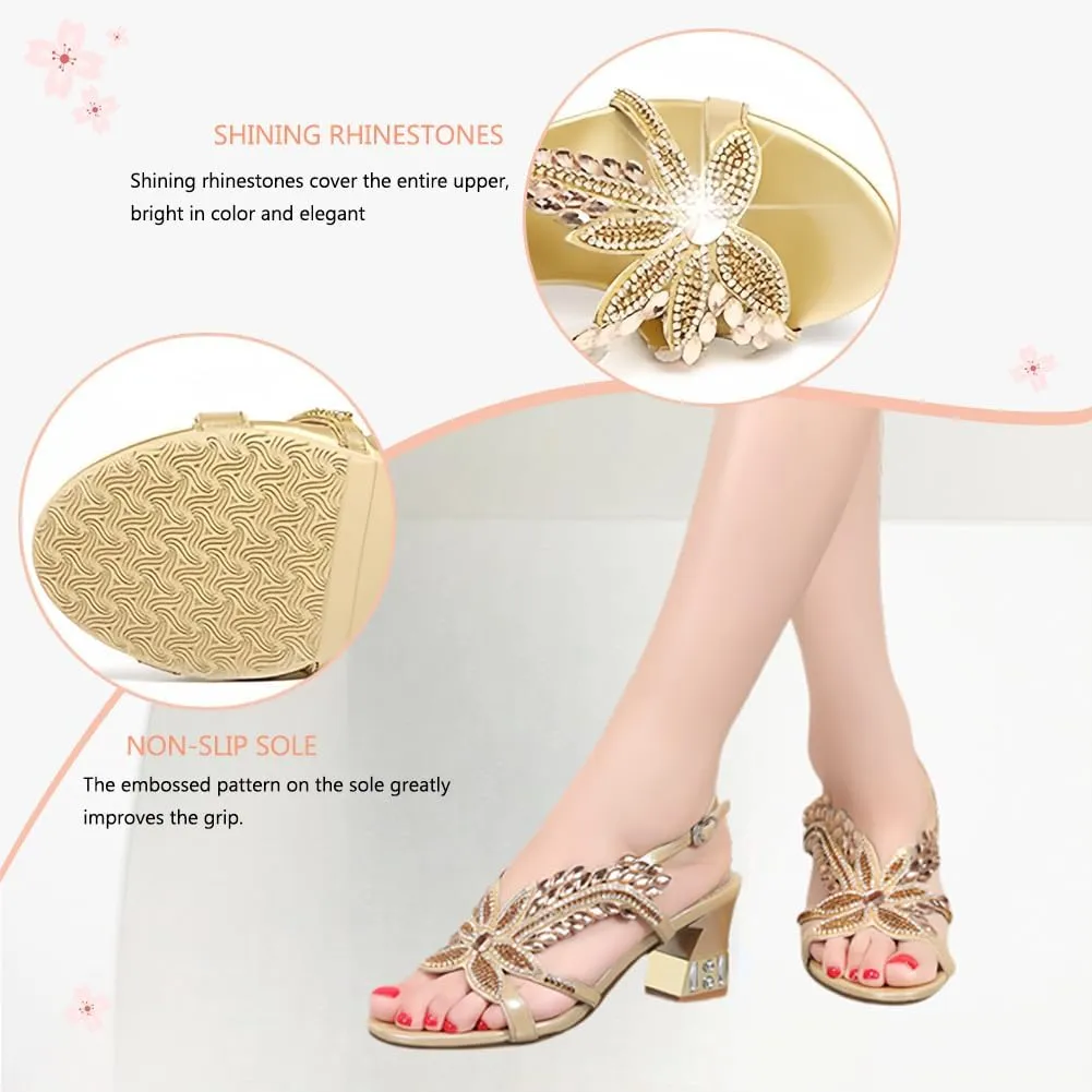 Women's Handmade Rhinestones Crystal Heel Evening Bridal Wedding Prom Sandals Heeled 6.5 cm