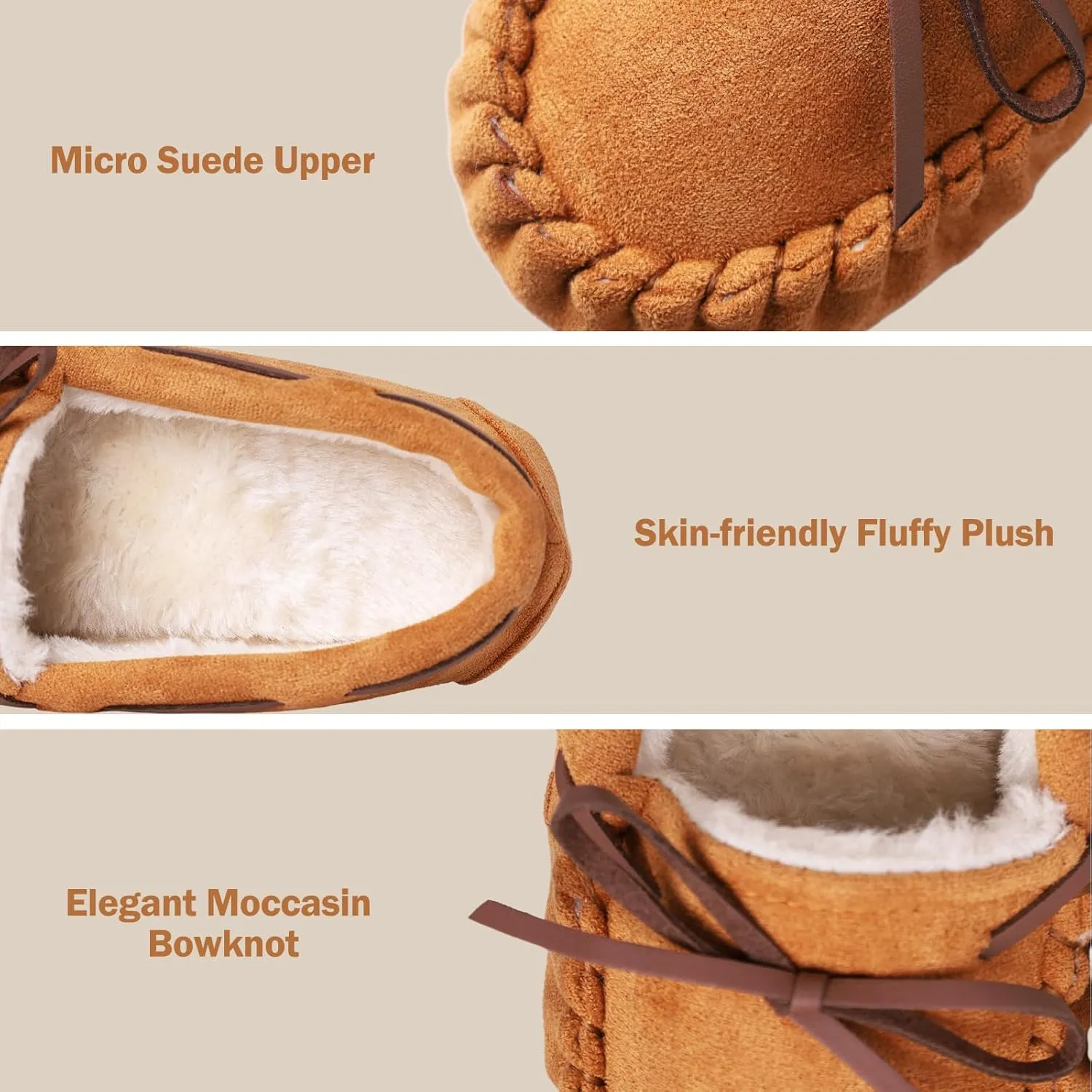Women's House Slippers Moccasins Slippers Indoor Outdoor Cozy Faux Fur Micro Suede Slip on Loafer House Shoes