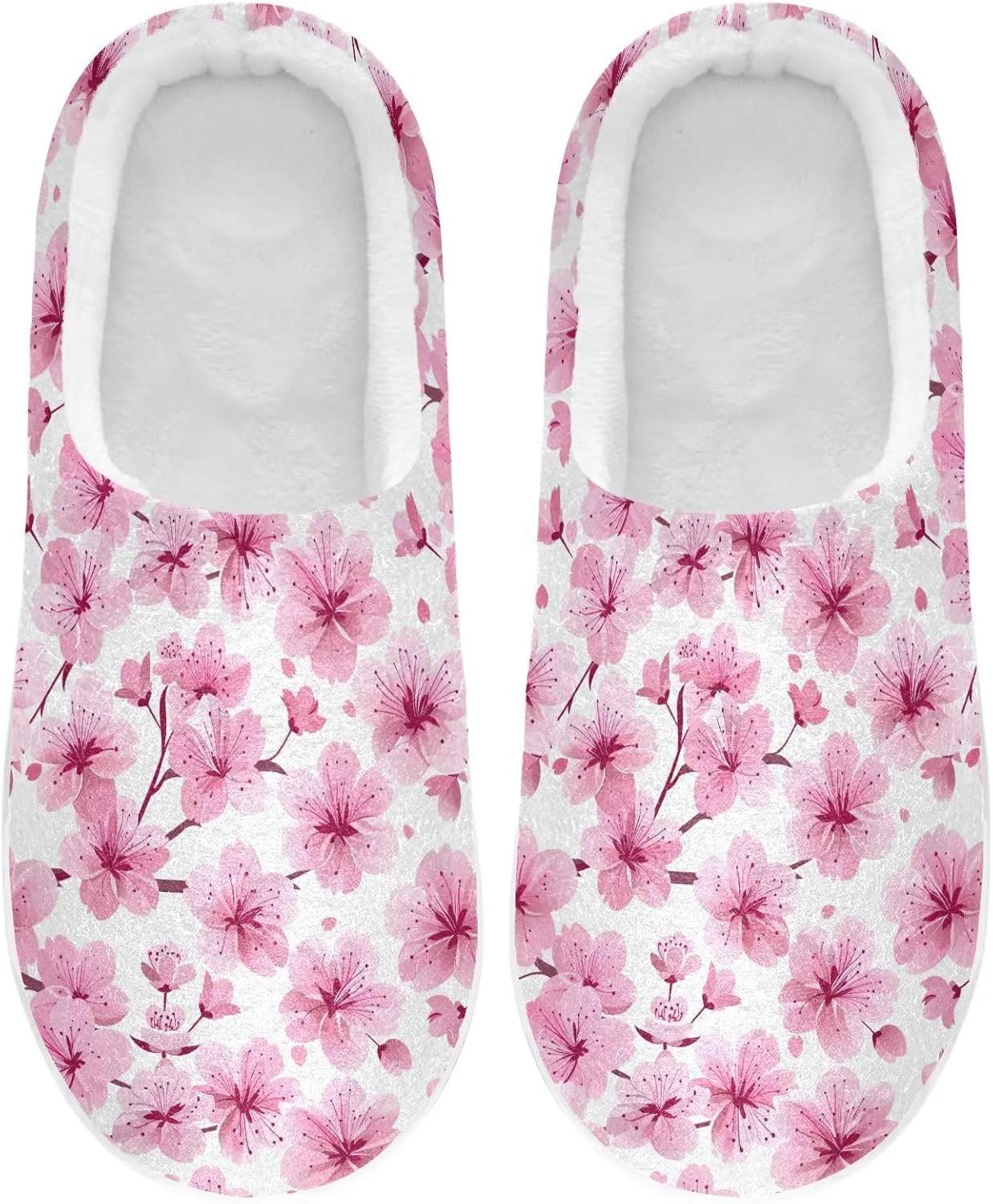 Womens Men's Cherry Blossom Flower Slippers,Memory Foam Slippers for Home,Bedroom Slippers Fluffy Fuzzy Slippers House Shoes for Women Men 21343601