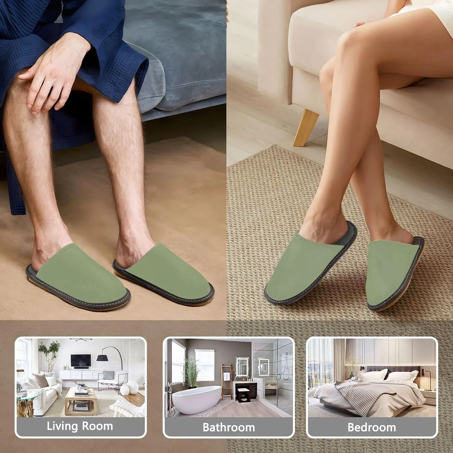 Womens Mens Fuzzy House Slippers Soft Warm Winter Shoes Anti-slip Memory Foam Indoor Outdoor Slippers