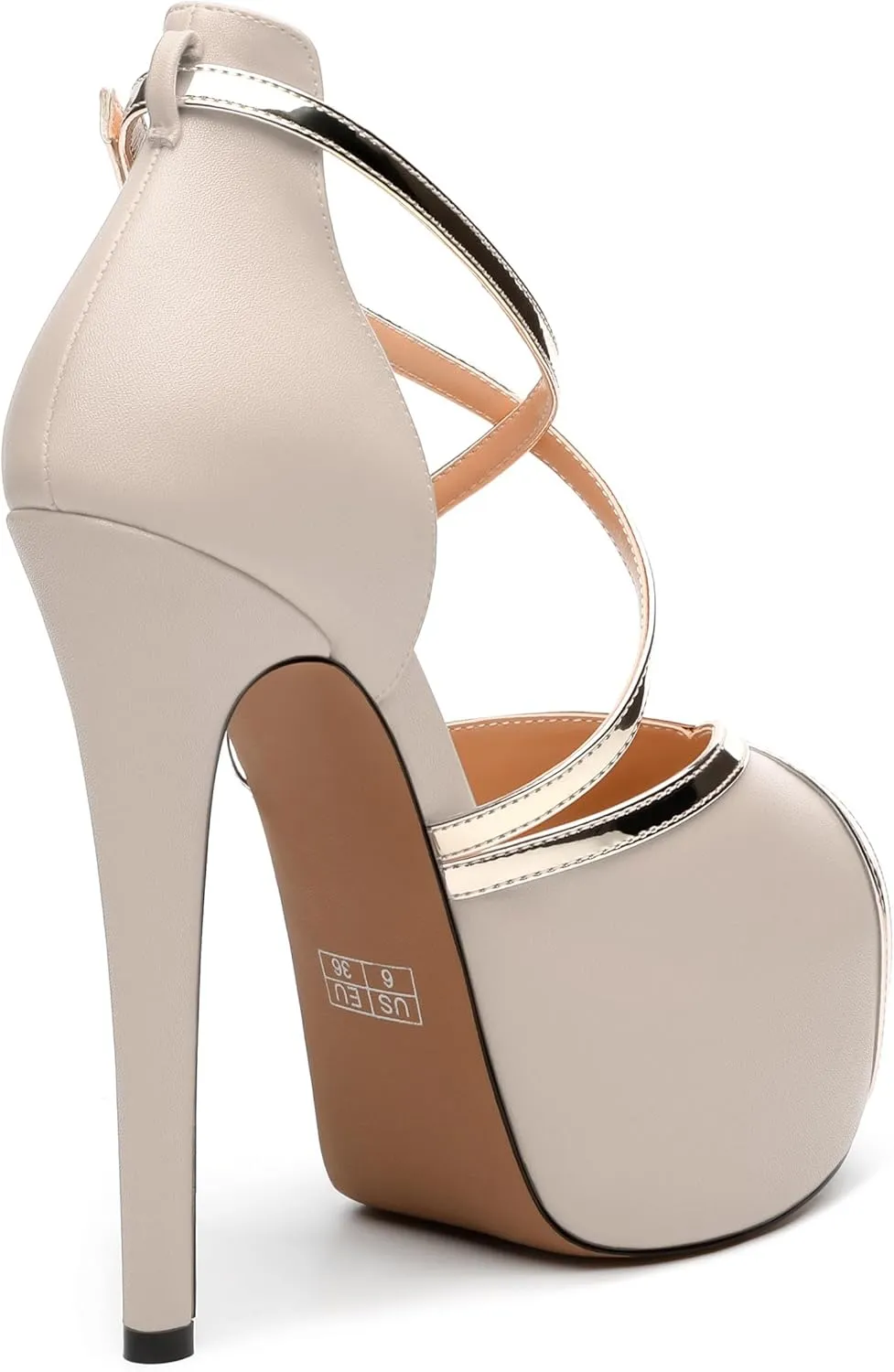 Womens Platform Sandals Stiletto Heels Round Toe High Heels Fashion Cross Body Strap Open Toe Buckle Heeled Sandal Shoes