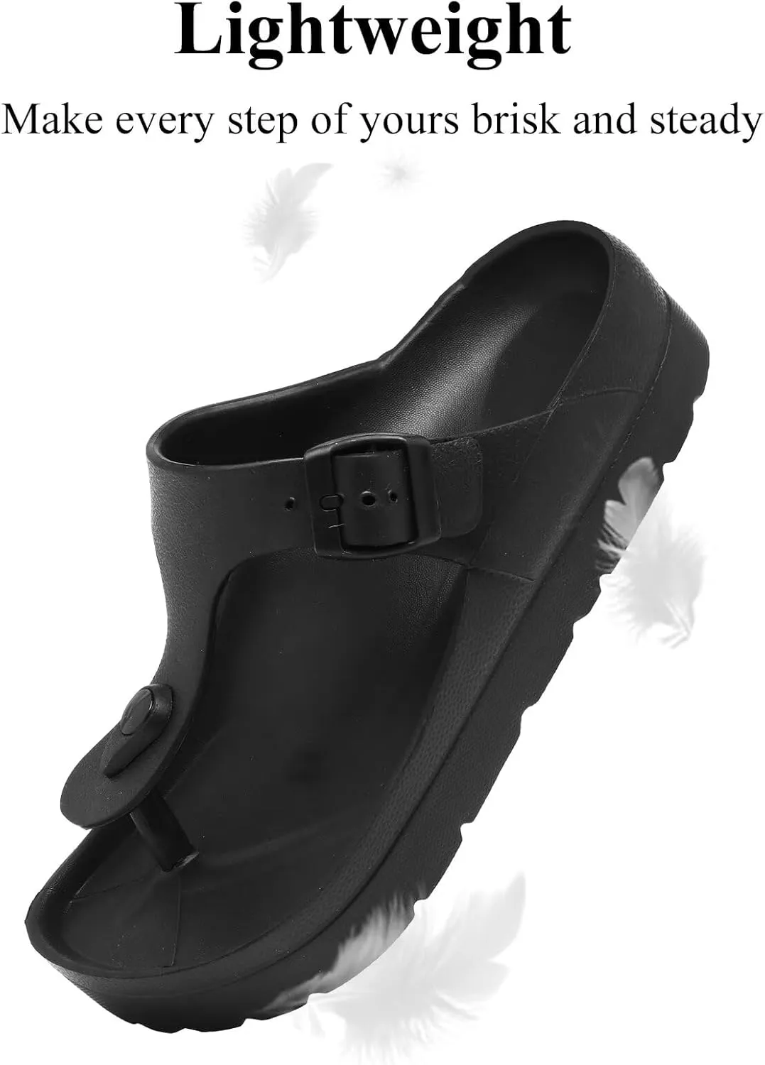 Womens Platform Sandals with Arch Support, Adjustable Buckle Beach Sandal Woman Comfort Lightweight Ultra Cushion EVA Slides