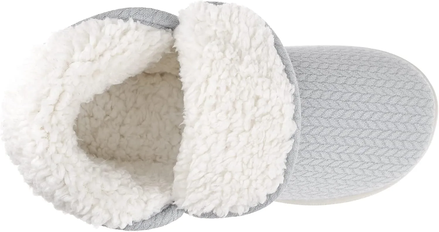 Womens Warm Bootie Slippers Comfy Memory Foam Plush Fleece Winter Indoor House Shoes