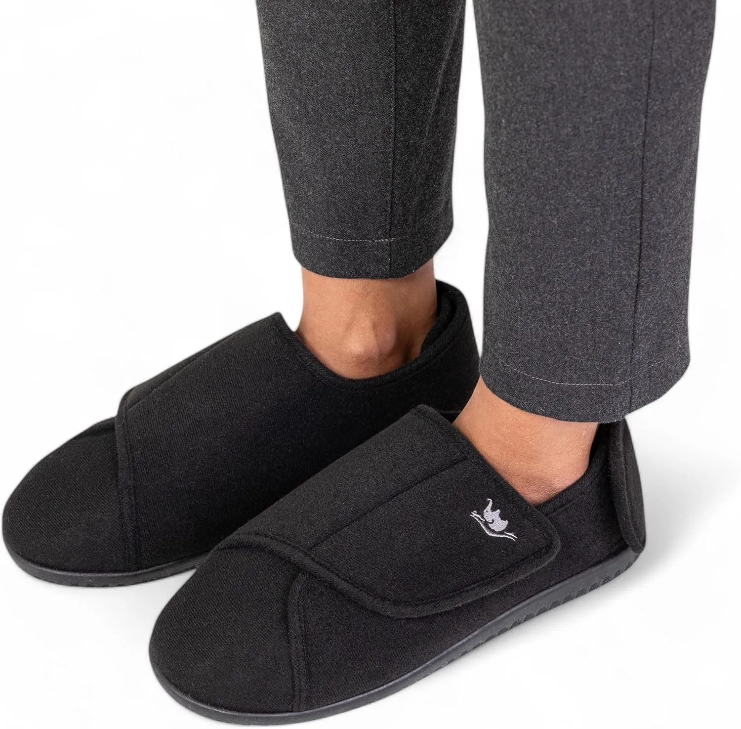 Women's Wide, Extra Wide 80-D Memory Foam Diabetic Slipper with Adjustable Closure Anti Slip Sole, Warm Plush Fleece Arthritis Edema Swollen Diabetic House Shoes