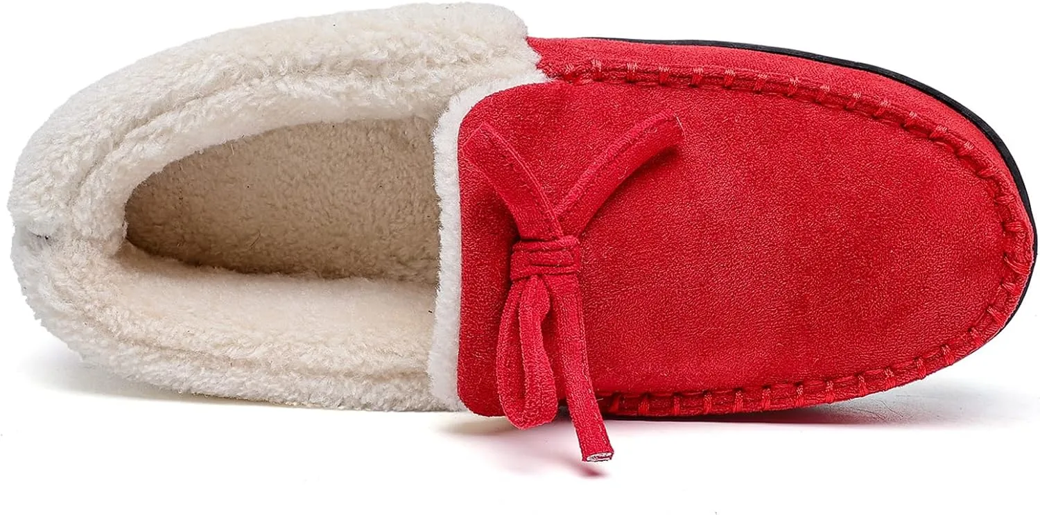 Womens Winter Memory Foam Cozy House Slipper Microsuede Moccasins Ladies Indoor Outdoor Warm Slippers