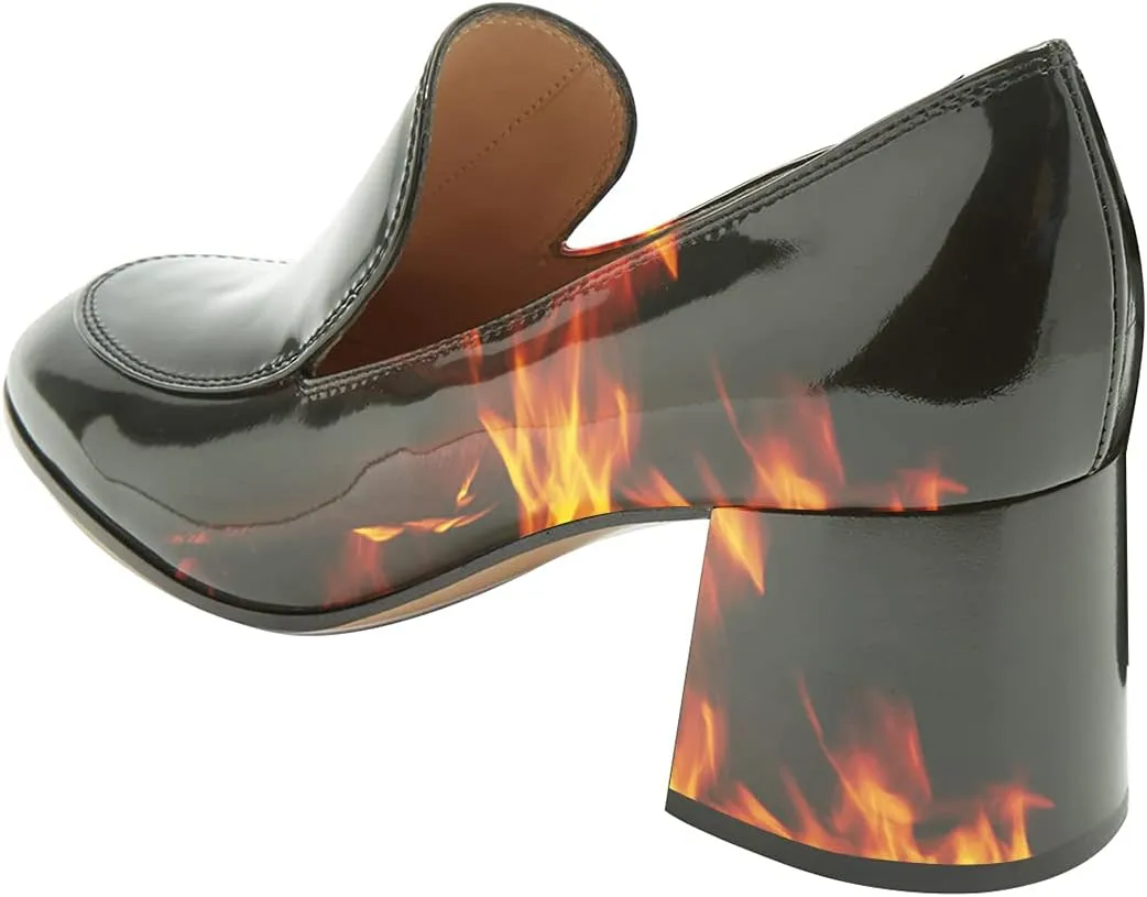 XYD Women Classic Closed Round Toe Loafers Mid Chunky Block Heel Slip On Pumps Comfy Walking Daily Outdoor Office Shoes