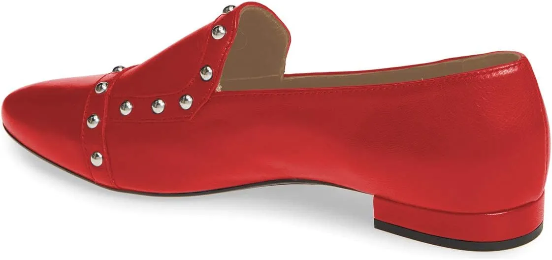 XYD Women Vintage Comfy Closed Toe Slip On Loafers Low Heel Studded Flats Formal Office Work Dress Shoes