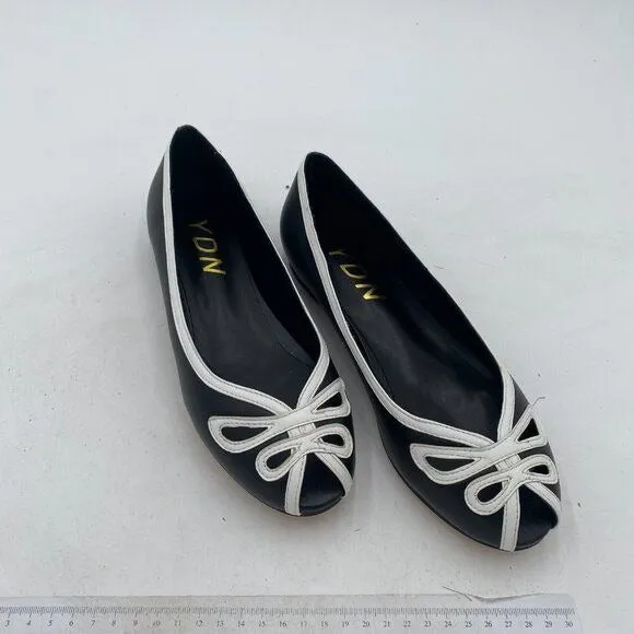 YDN Black Cutout Ballet Flats Peep Toe Loafer Pumps Comfy Slip On Dress Shoes