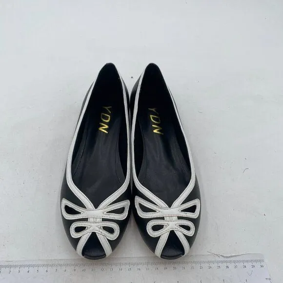 YDN Black Cutout Ballet Flats Peep Toe Loafer Pumps Comfy Slip On Dress Shoes