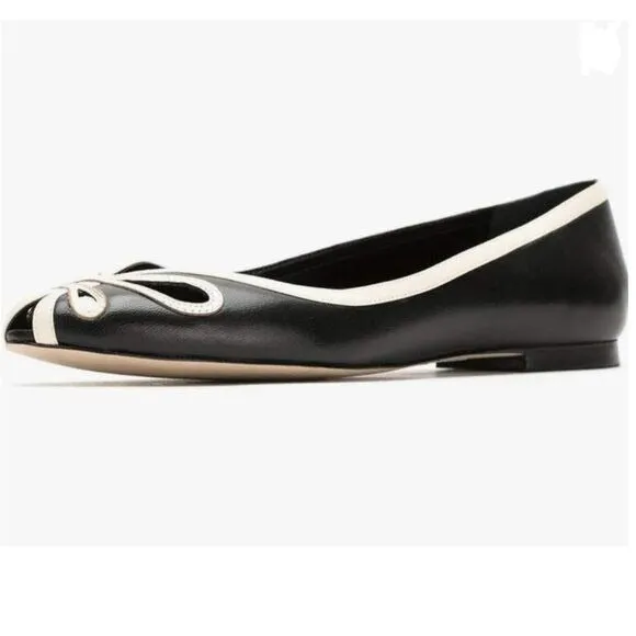 YDN Black Cutout Ballet Flats Peep Toe Loafer Pumps Comfy Slip On Dress Shoes