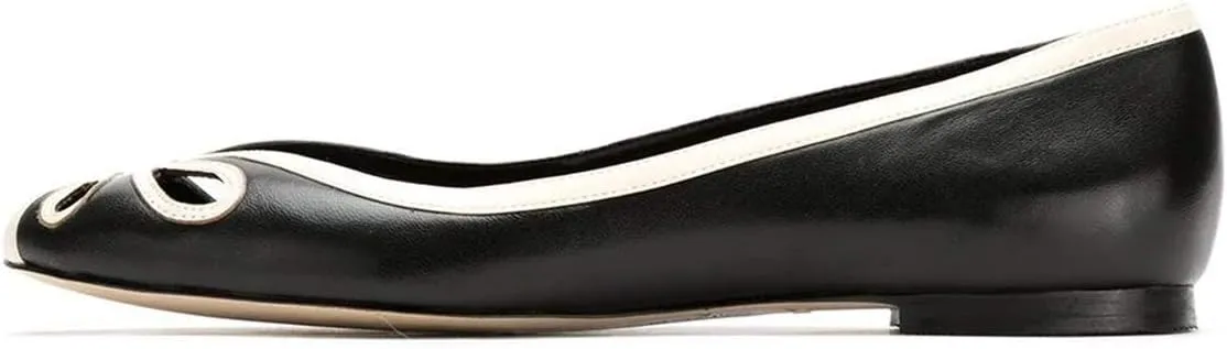 YDN Women Cutout Ballet Flats Peep Toe Loafer Pumps Comfy Slip On Casual Formal Walking Dress Shoes