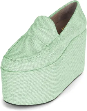 YDN Women's Fashion Platform Loafers High Platform Wedge Heels Comfy Slip On Shoes for Party Daily Outfit Size 4-16 US