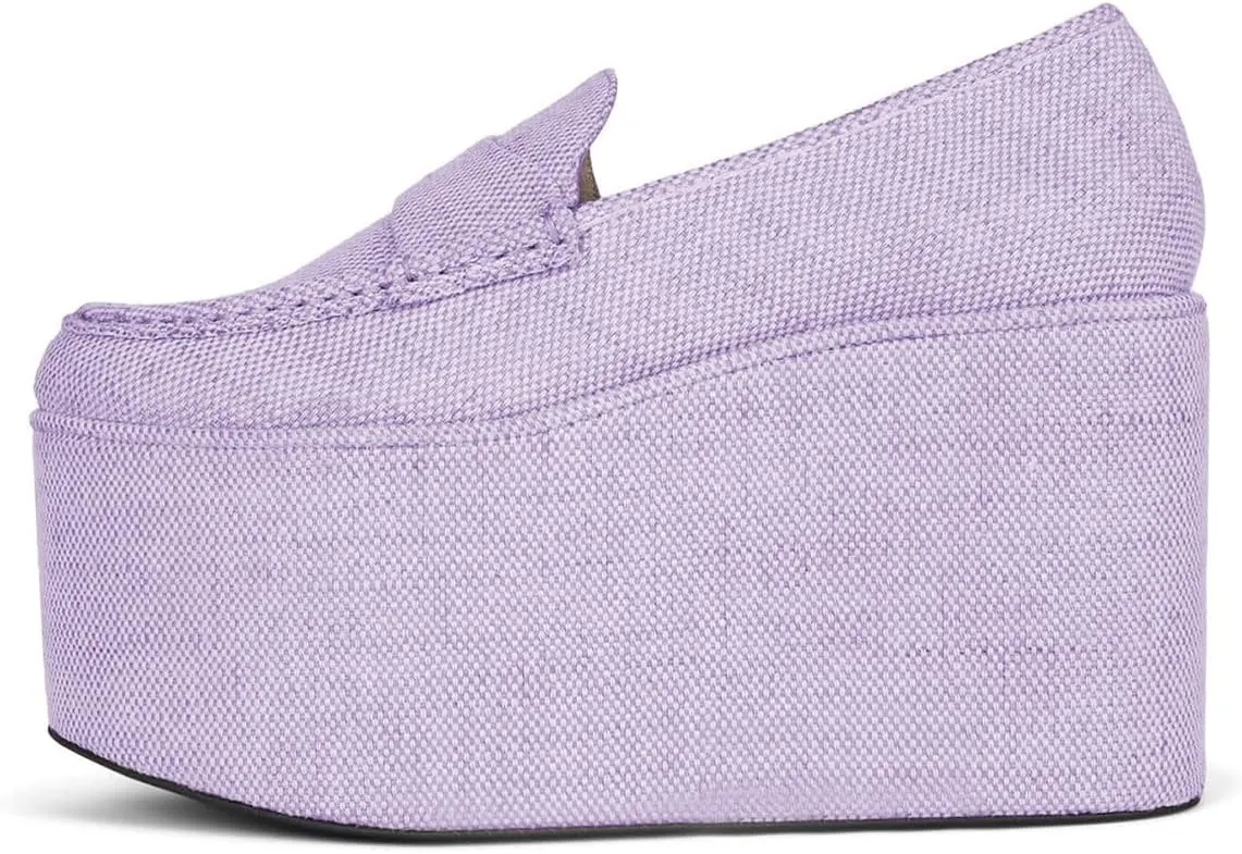 YDN Women's Fashion Platform Loafers High Platform Wedge Heels Comfy Slip On Shoes for Party Daily Outfit Size 4-16 US